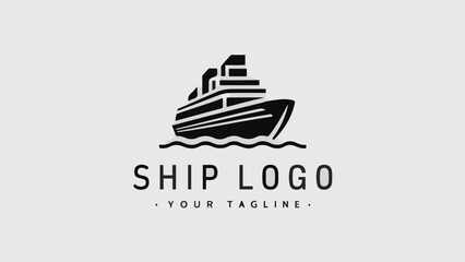 Fototapeta na wymiar Flat Design Vector Logo: Ship on White Background