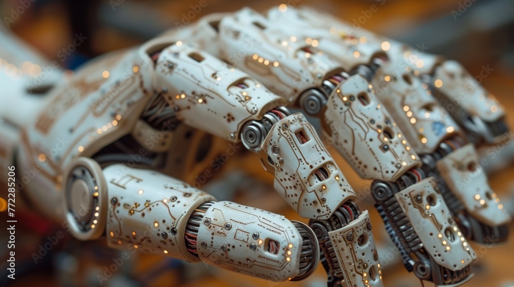 Poster Intricate Robotic Arm Display With Precision Mechanics