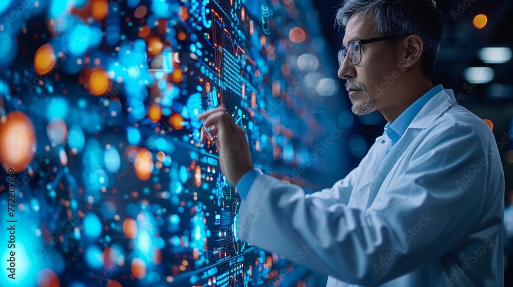 Poster it professional diagnosing server issues in a data center at night