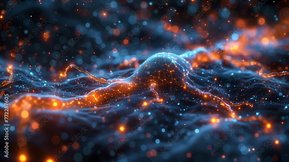 Aufkleber Neural Network Visualization Representing Synaptic Activity