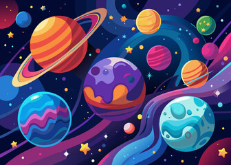 Cosmic Space Vector Illustration Featuring Stars