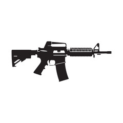 Tactical Precision: Dynamic Carbine Silhouette Illuminating the Art of War - Carbine Illustration - Minimallest Carbine Vector
