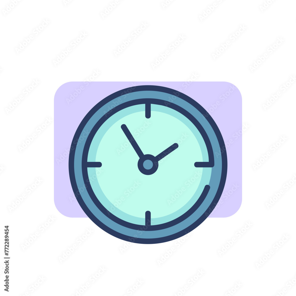 Poster clock thin line icon. watch, round dial, circle outline sign. time management or planning concept. v