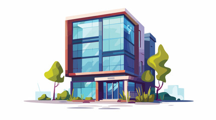 Company building real estate flat cartoon vactor illustration