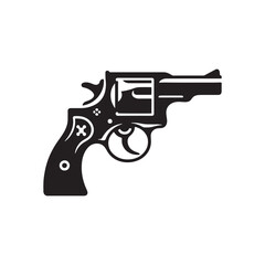 Fine Artistry: Meticulous Depiction of Derringer Silhouette, Accompanied by Derringer Illustration - Minimallest Derringer Vector
