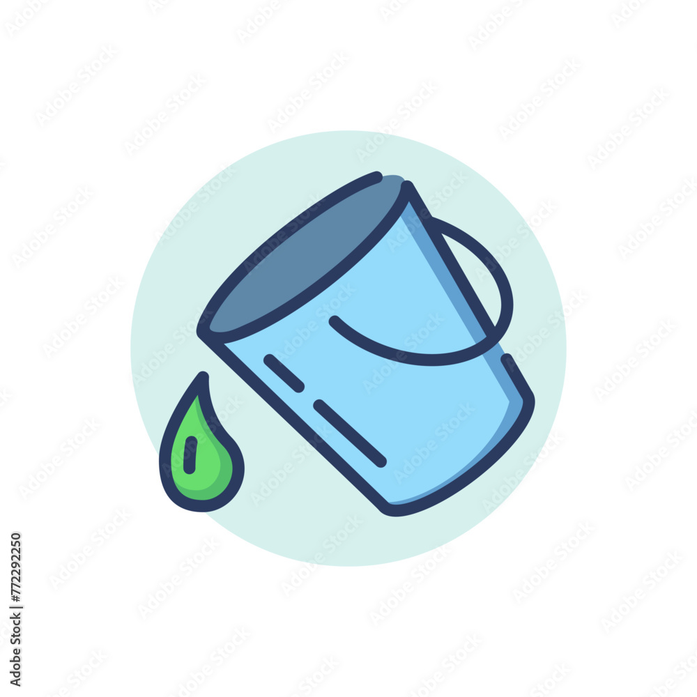 Poster paint bucket tool thin line icon. color, drop, filling outline sign. image editing and photo correct