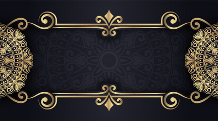 Luxury black background with ornamental mandala