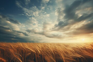 Fototapeta premium Ephemeral Rye field art. Nature food agriculture. Generate Ai