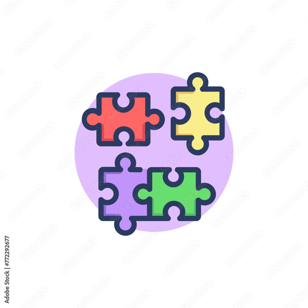 Poster puzzle thin line icon. support, part, cooperation outline sign. teamwork and business concept. vecto