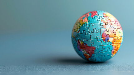 3D puzzle globe, representing problem-solving and global awareness - obrazy, fototapety, plakaty