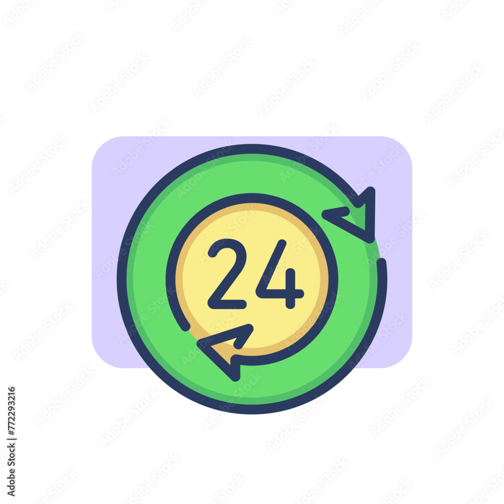Poster round-the-clock thin line icon. twenty-four, open, arrow outline sign. time and measurement concept.