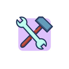 Simple spanner and hammer thin line icon. Engineering, hardware, mallet outline sign. Repair and maintenance concept. Vector illustration symbol element for web design and apps