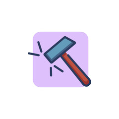 Sledgehammer thin line icon. Construction, blacksmith, destruction outline sign. Repair and maintenance concept. Vector illustration symbol element for web design and apps