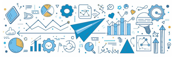 Innovative Business Growth Concept with Paper Plane and Analytics Graphics