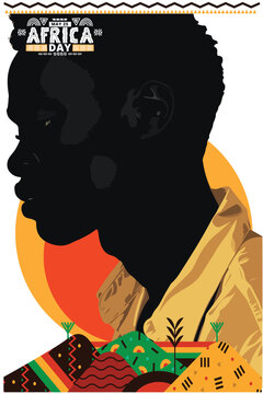 Africa Day. Portrait Art Colorful Vector Style