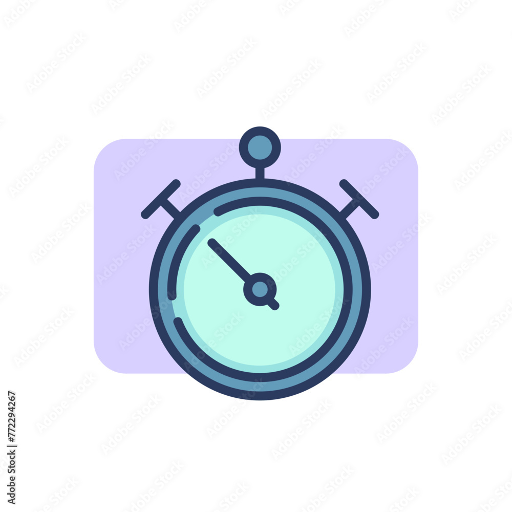 Poster stopwatch thin line icon. timer, buttons, deadline outline sign. time management or planning concept