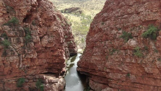 Aerial Marvel: Simpsons Gap's Geological Majesty in the Australian Outback
