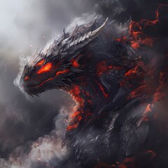 a dragon with flames coming out of it