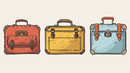 Drawing of old travel luggage suitcase  vector illustration