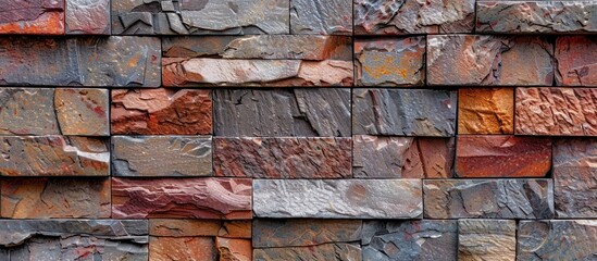 Detailed close up of a wall constructed entirely of rocks, showcasing the textures and colors of the stones.