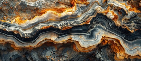 Detailed close-up of a rock displaying an intricate swirl pattern on its surface texture. - obrazy, fototapety, plakaty