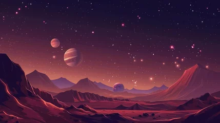 Wandaufkleber Desert landscape of an unknown planet. © Terablete