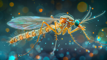 Close-up of a mosquito on bokeh background