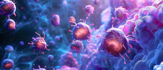Immune system checkpoint: lymph node inspection of bacteria - obrazy, fototapety, plakaty