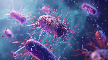Immune defense mechanisms in action against bacterial invasion - obrazy, fototapety, plakaty