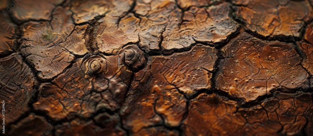 Poster detailed shot of a tree trunk showing the unique patterns and textures of the bark up close.