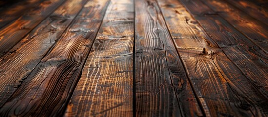 Detailed view of horizontal wooden planks with a dark backdrop.