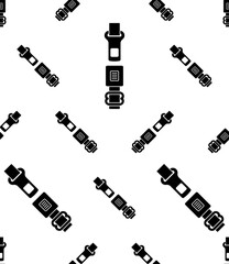 Seat Belt Icon Seamless Pattern, Vehicle Safety Belt Device For Securing Driver Passenger