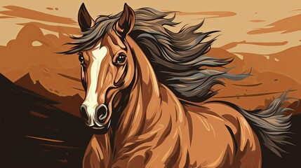 vector illustration of a horse on a brown background