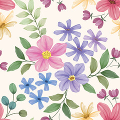 Beautiful flowers and leaf seamless pattern. Can be used for fabric textile wallpaper.