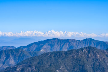 Fototapeta premium Very high peak of Nainital, India, the mountain range which is visible in this picture is Himalayan Range, Beauty of mountain at Nainital in Uttarakhand, India