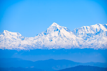 Very high peak of Nainital, India, the mountain range which is visible in this picture is Himalayan...