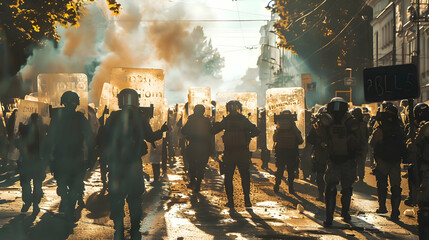 A protest against political oppression in the streets - obrazy, fototapety, plakaty