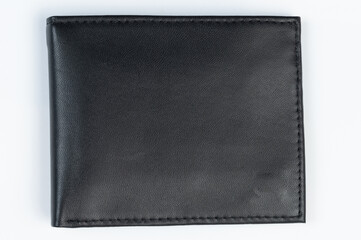 Closed wallet from black leather