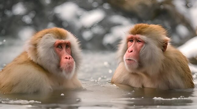 A Moment of Zen, One Macaque's Escape into the Tranquility of a Geothermal Oasis