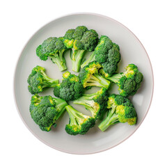 Food presentation a white plate adorned with broccoli on a transparent background