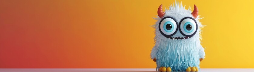 Obraz premium Random 3D cute cartoon monster, minimalist, photorealistic in vibrant colors, white ,3DCG,clean sharp