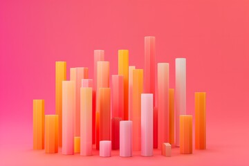 Obraz premium Colorful Business Growth Chart with 3D Graph and Financial Statistics Illustration