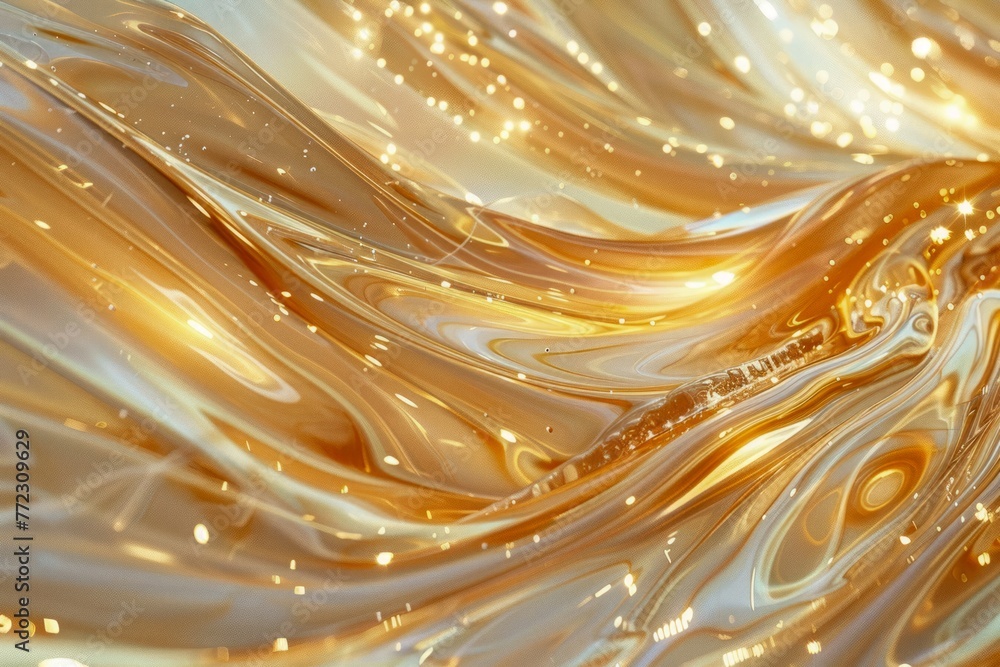 Poster abstract golden swirls background with shimmering sparkles and elegant waves texture for luxury desi