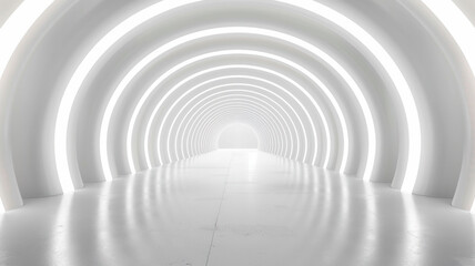 Abstract white light tunnel architecture background