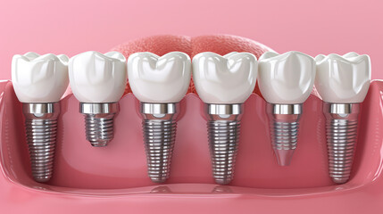 Group of Dental Implants in Pink Tray