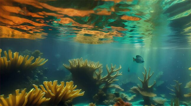 Tranquil underwater scene with colorful fish swimming in a vibrant tropical reef