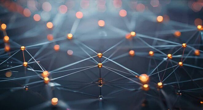 Simplified graph with nodes connected for network or teamwork