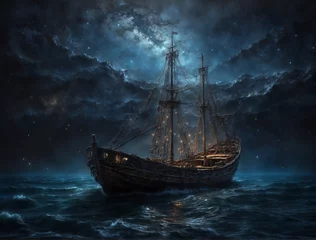Deurstickers old ship in the sea © Lindsey