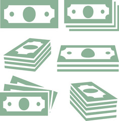 Cash Icons in flat style isolated on white background. Money symbols set