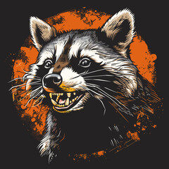 Portrait of raccoon. Vector illustration for t-shirt